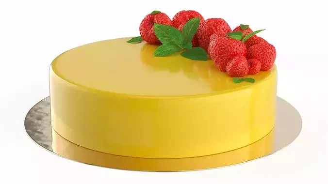 Berry Fruit Cake with Mirror Coating 3D model
