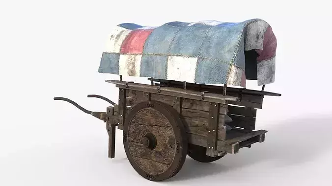 Medieval Food Cart Low-poly 3D model 5