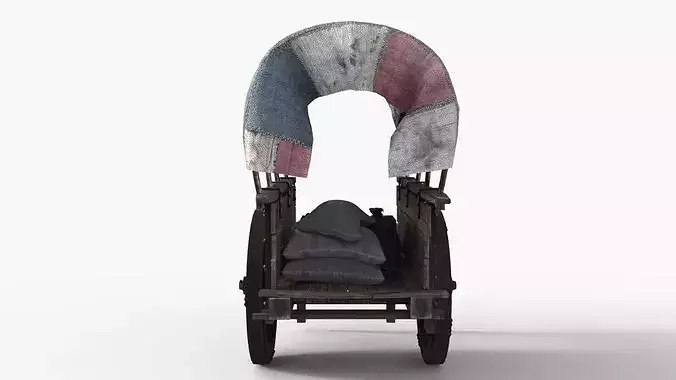 Medieval Food Cart Low-poly 3D model 6