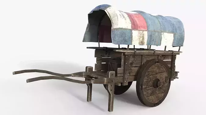 Medieval Food Cart Low-poly 3D model 2