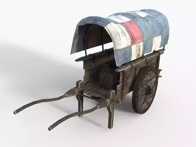 Medieval Food Cart Low-poly 3D model