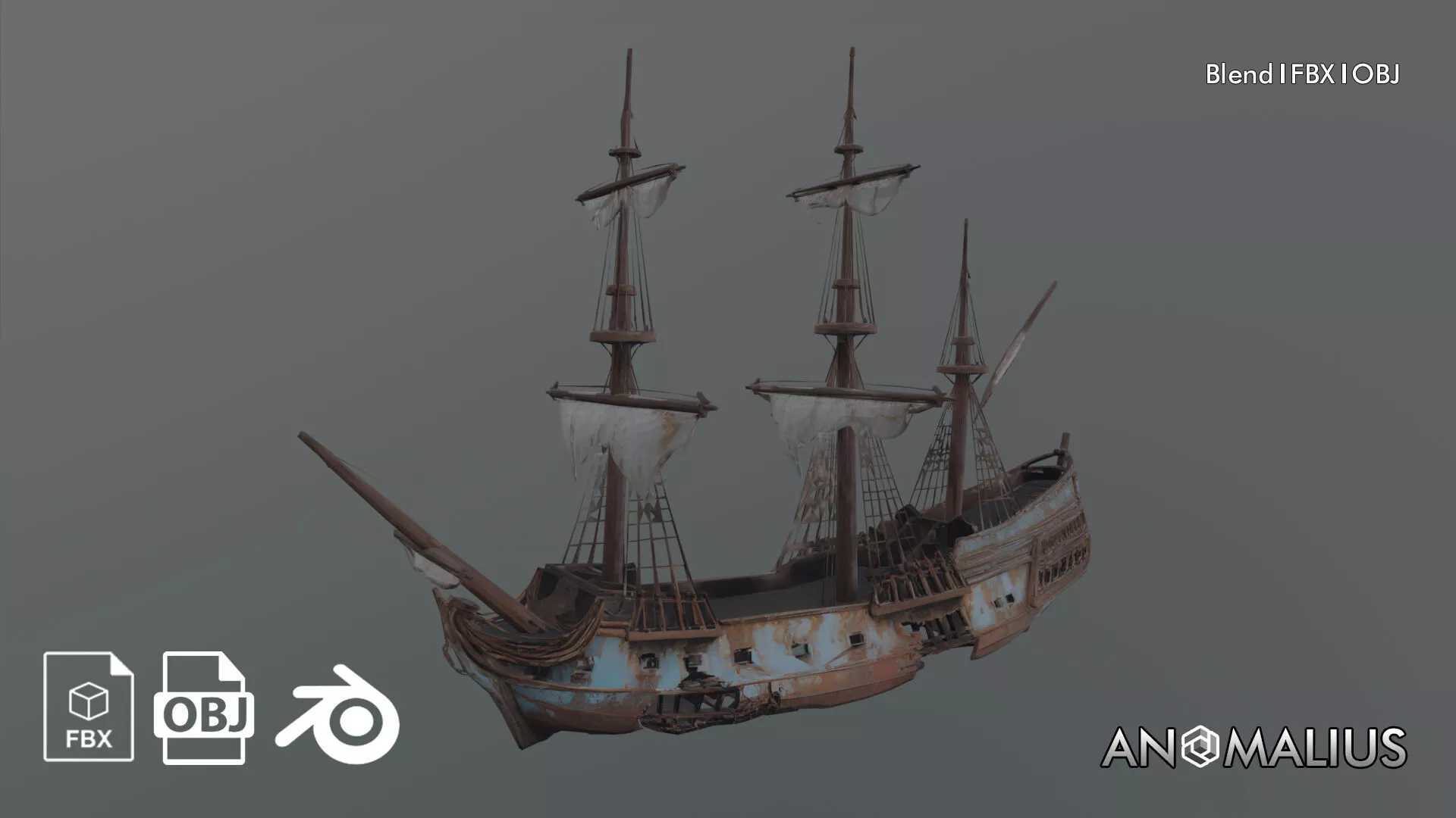 frigate shipwreck Free 3D model