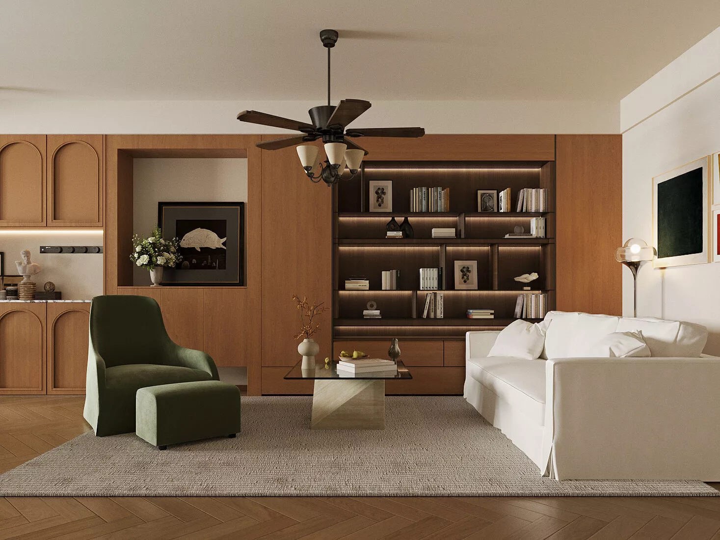 French retro-style living and dining room Master bedroom 3D model
