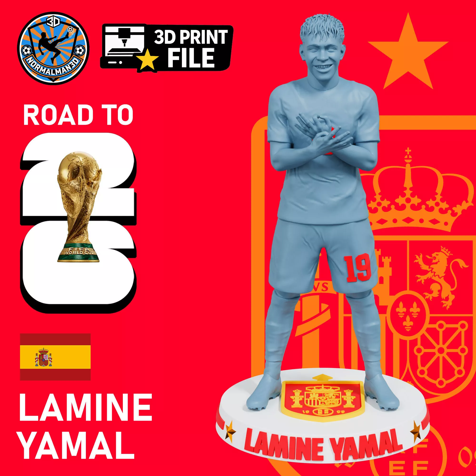 Lamine Yamal Spain 3D Printable Figure Road to World Cup 2026 3D print model