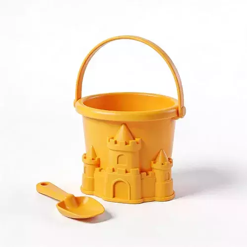 Realistic Plastic Beach Bucket and Shovel Toy 3D Model