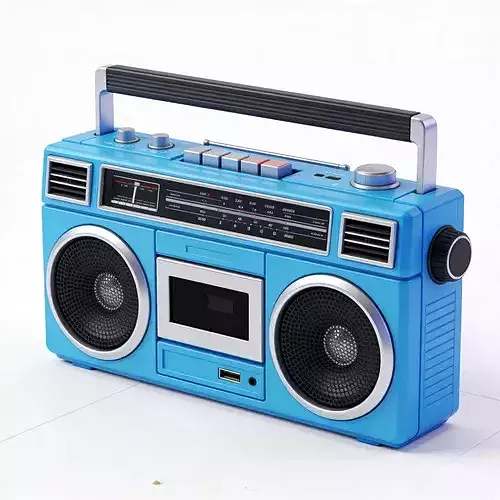 Realistic Retro 80s Boombox Cassette Player 3D Model