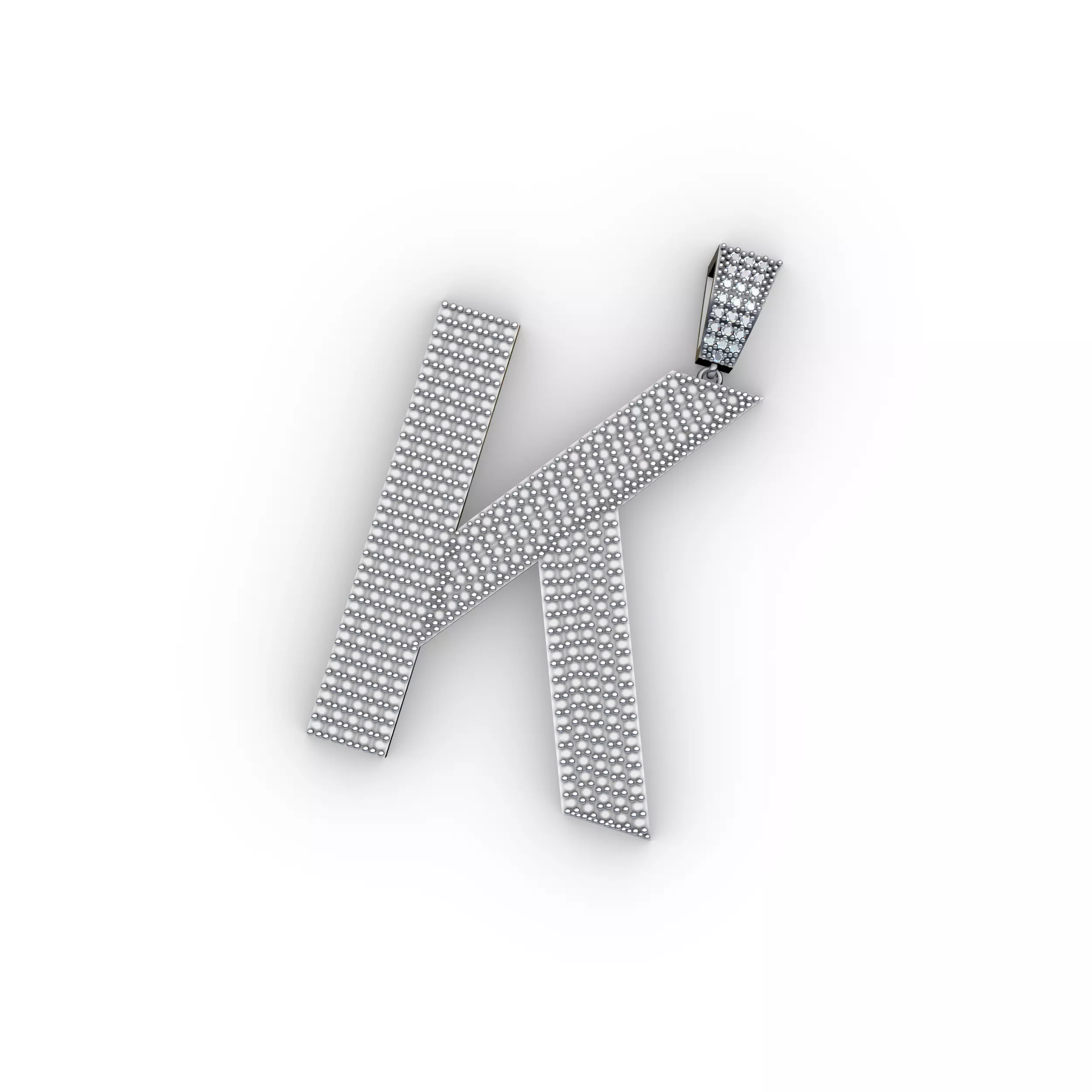Iced out K letter pendant 3D print model