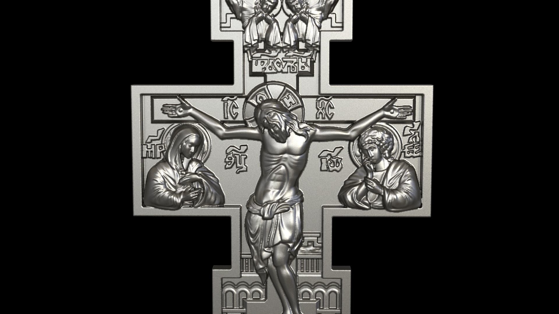 Orthodox cross bas-relief 3D print model_2
