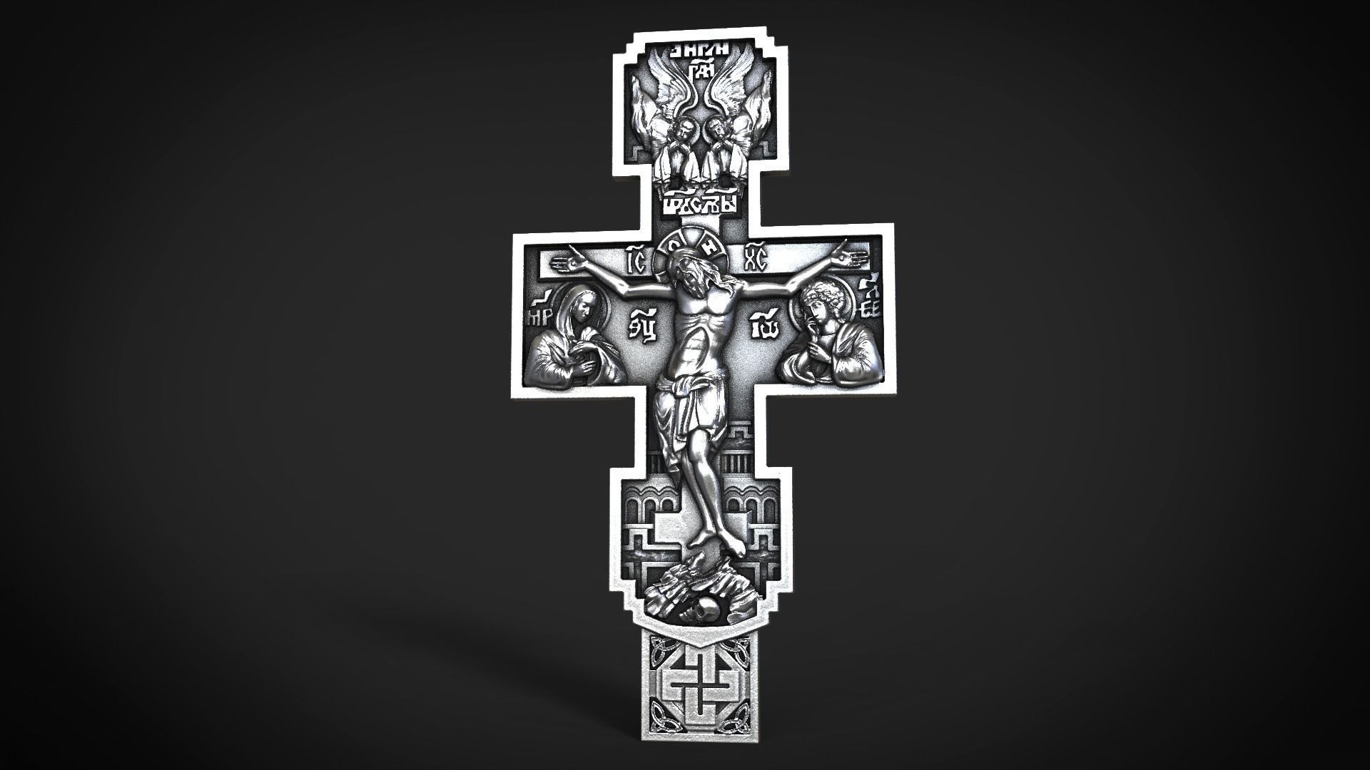 Orthodox cross bas-relief 3D print model_1