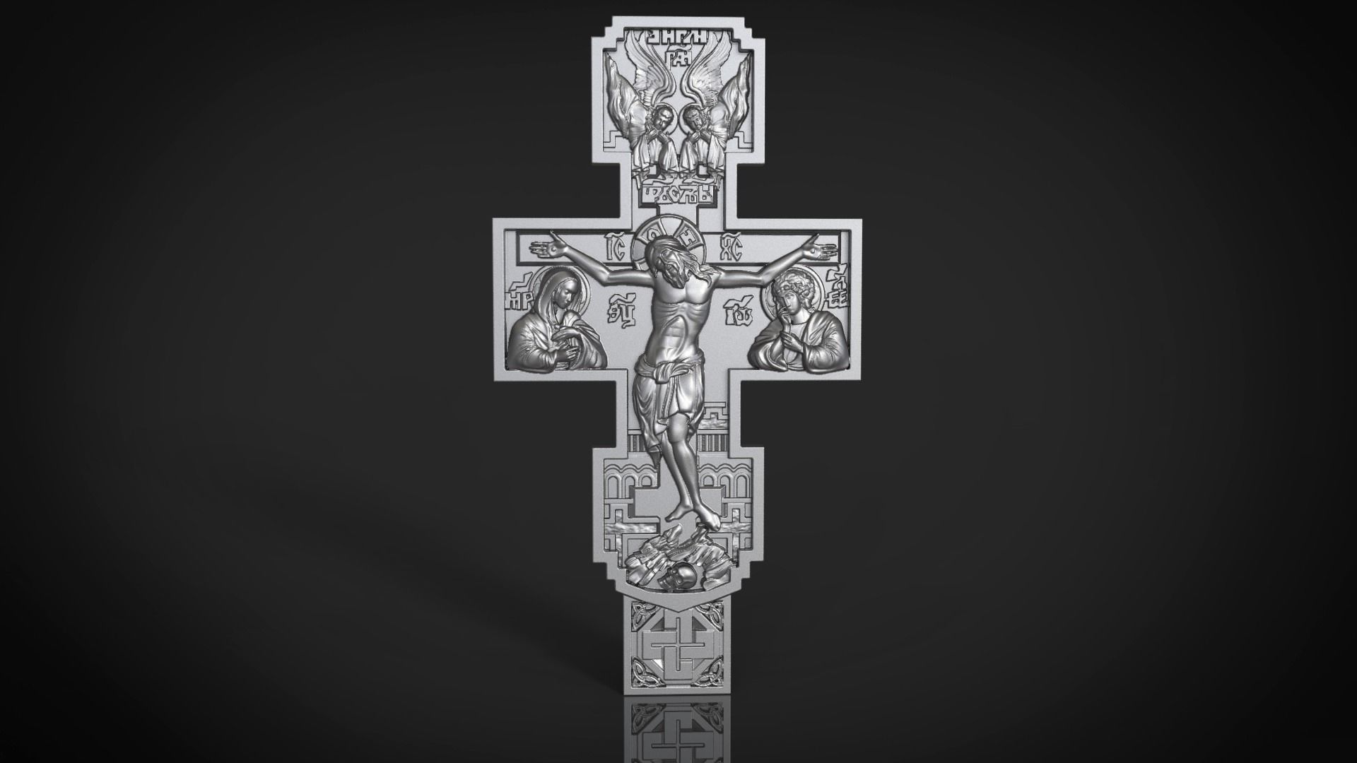 Orthodox cross bas-relief 3D print model_0