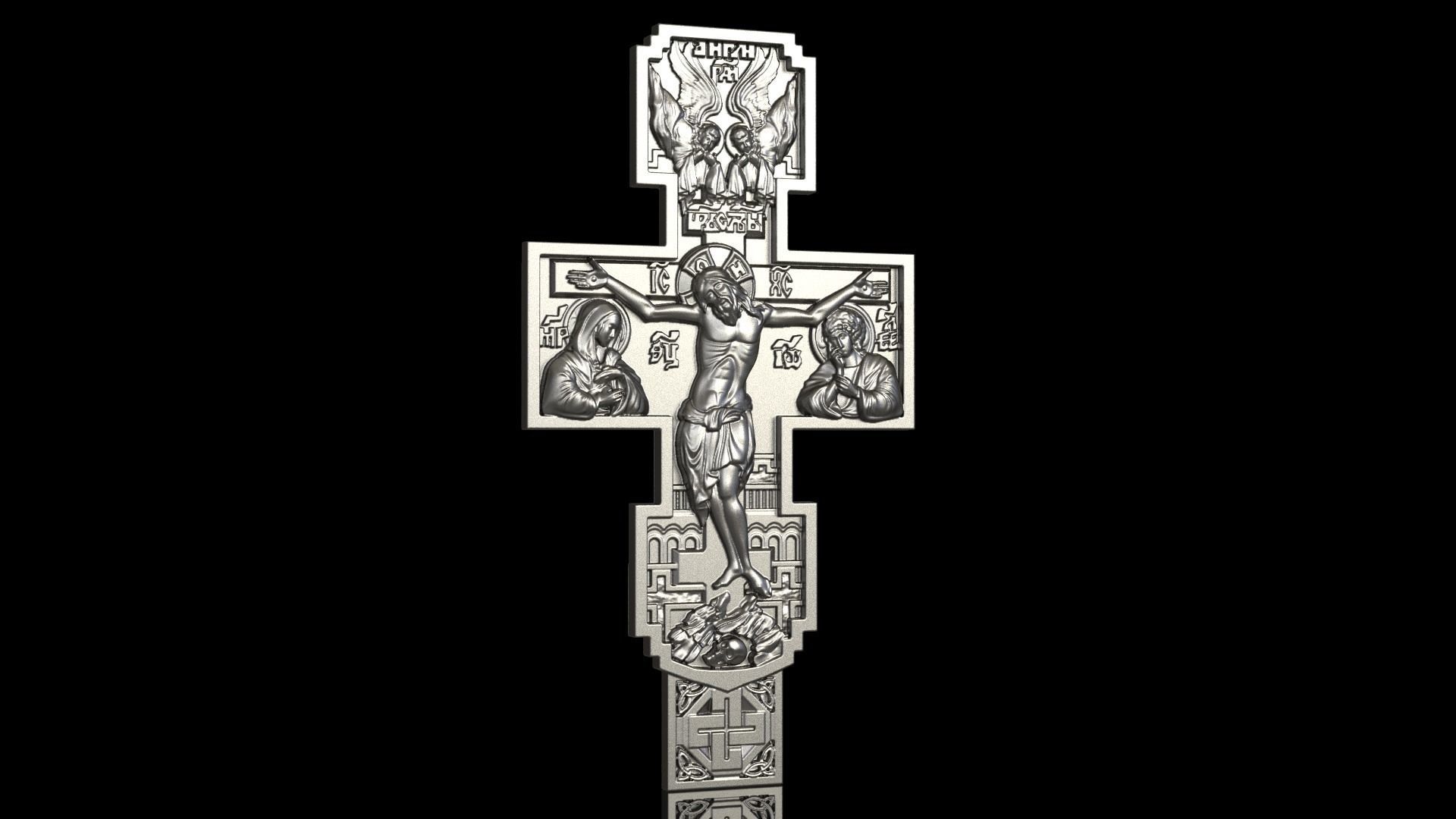 Orthodox cross bas-relief 3D print model_3