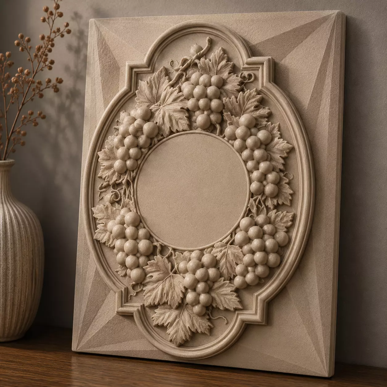 Grape Relief Decorative Clock STL 3D model