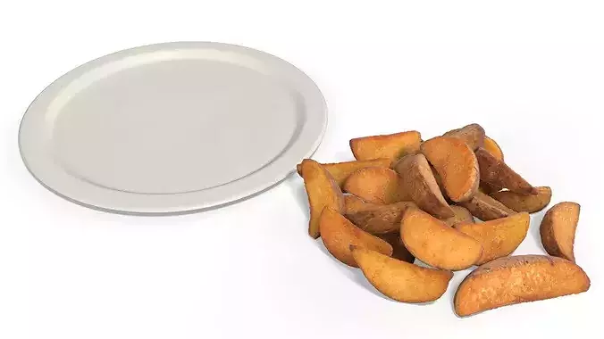 Country Fries on Paper Plate 3D model 5