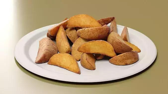 Country Fries on Paper Plate 3D model 3