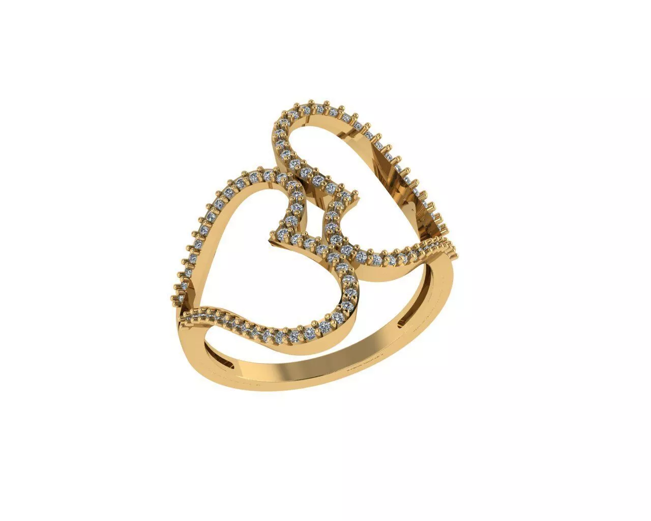 Ladies Heart Shaped Diamond Gold Rings 3D print model