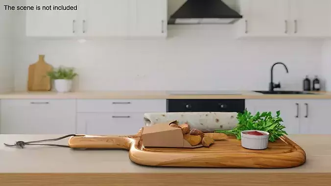 Wrap with Potato Wedges and Greens 3D model 3