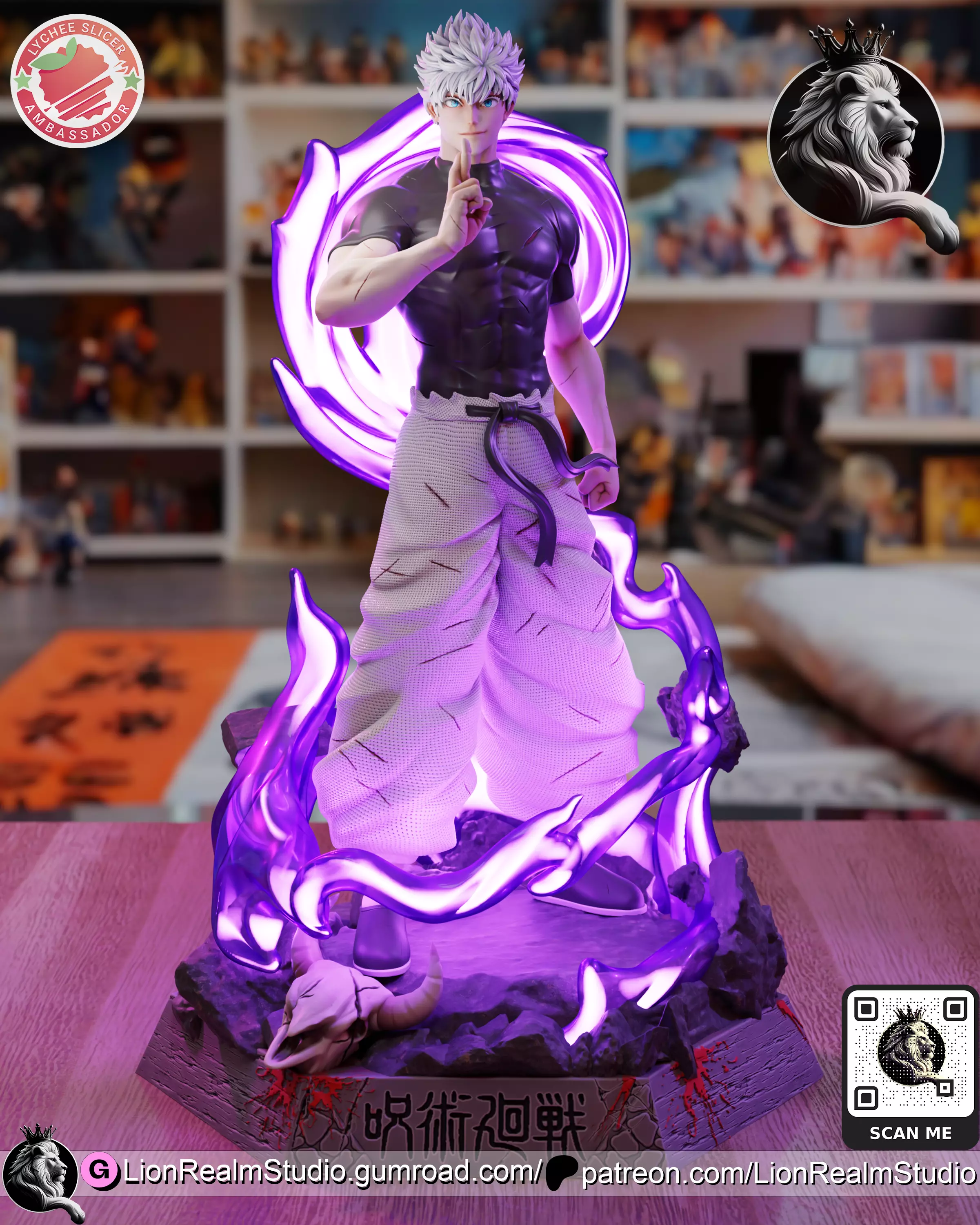 Satoru Gojo Hollow Purple Energy Statue Jujutsu Fan Art STL 3D print model