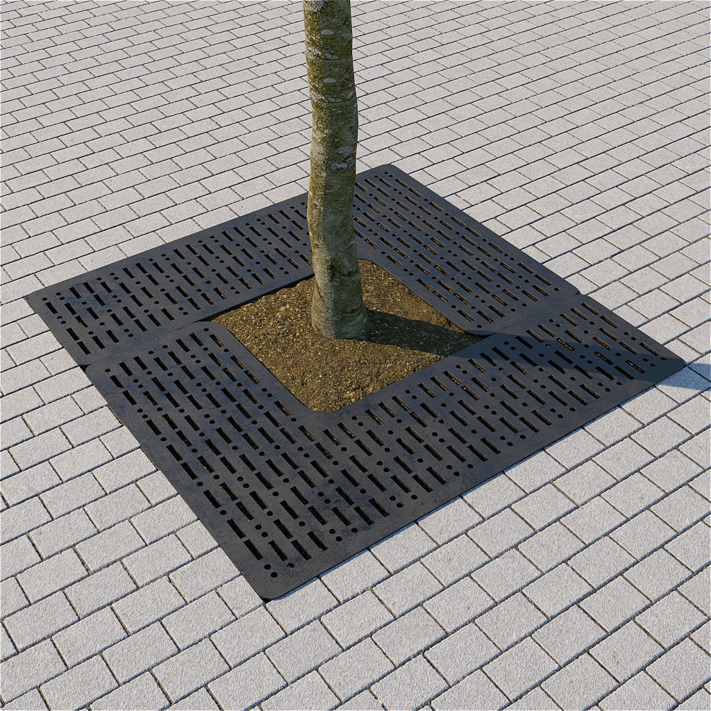 Trees and steel grating 3D model_5