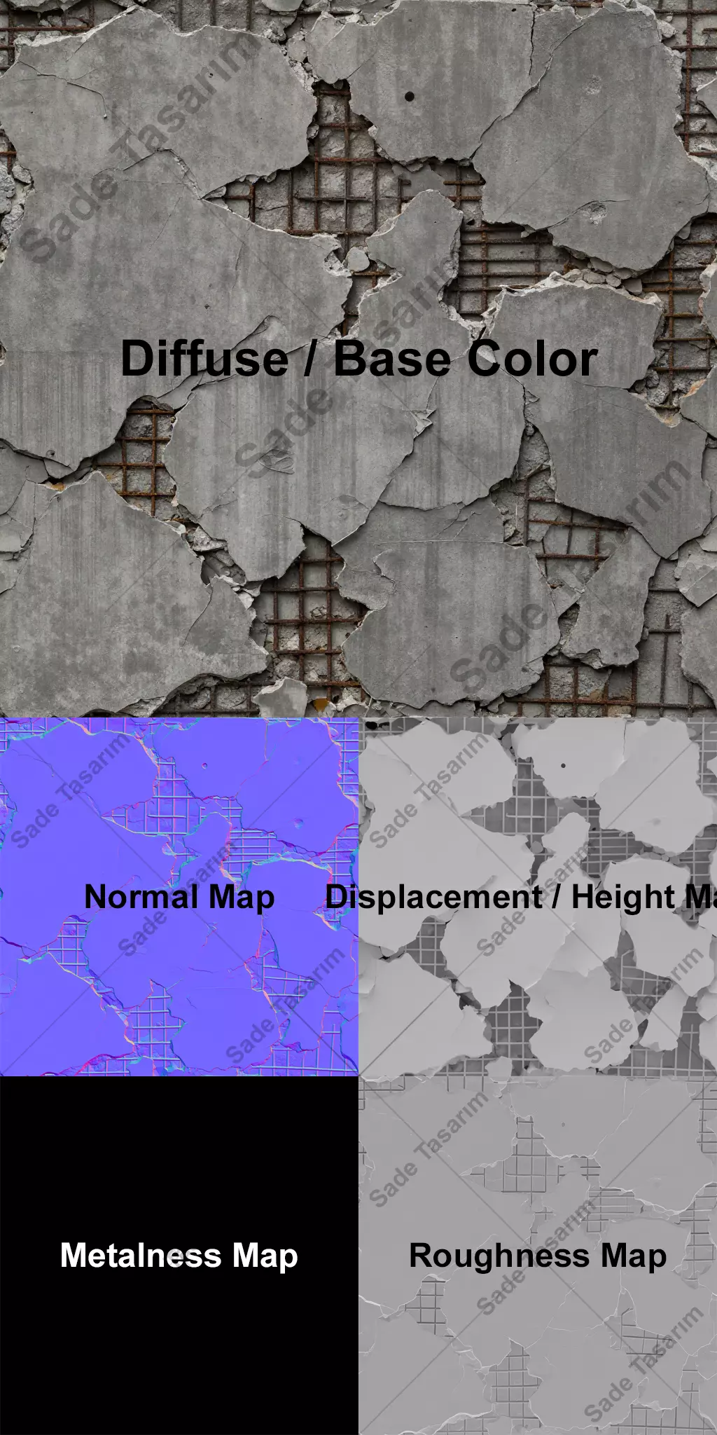 Wall With Heavy Structural Damage PBR Texture Set 4K And 1K Texture