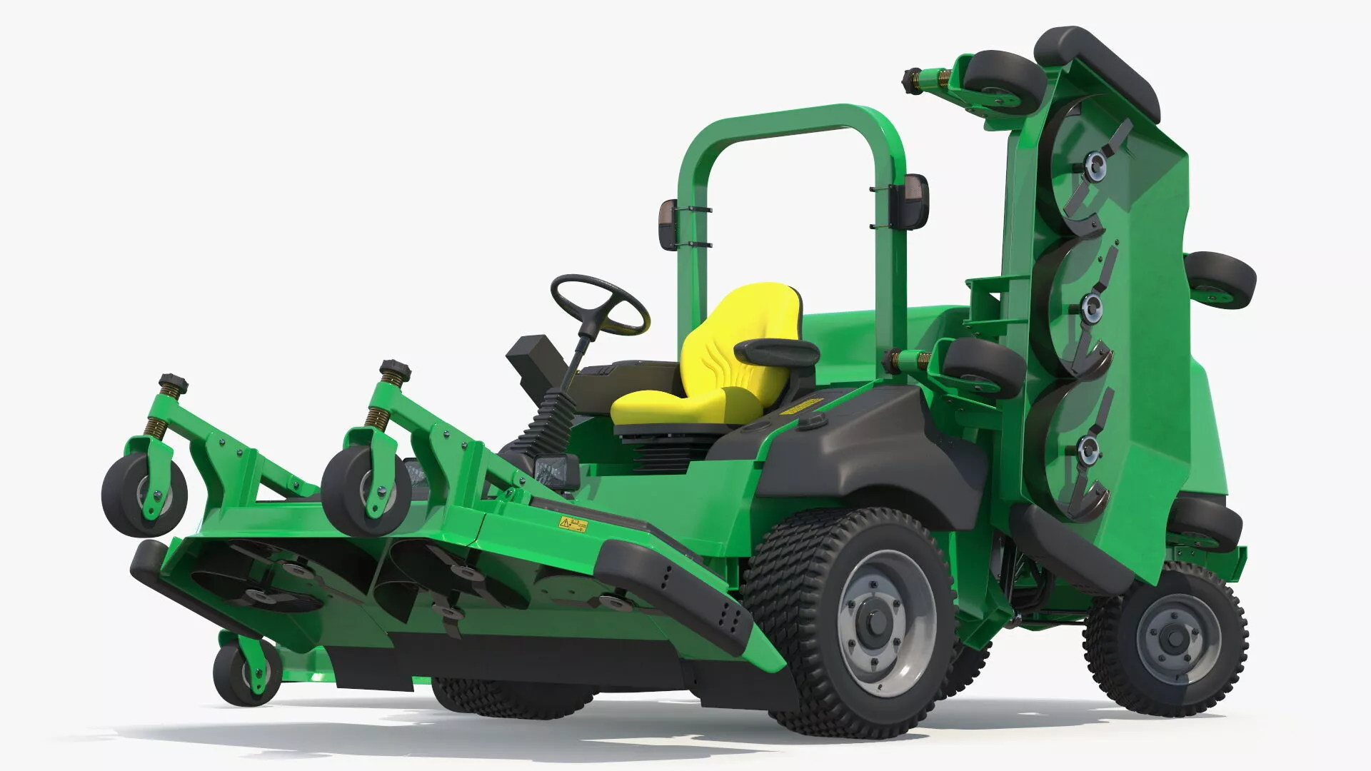 Hydraulic Steering Wide Deck Mower Green Rigged 3D model