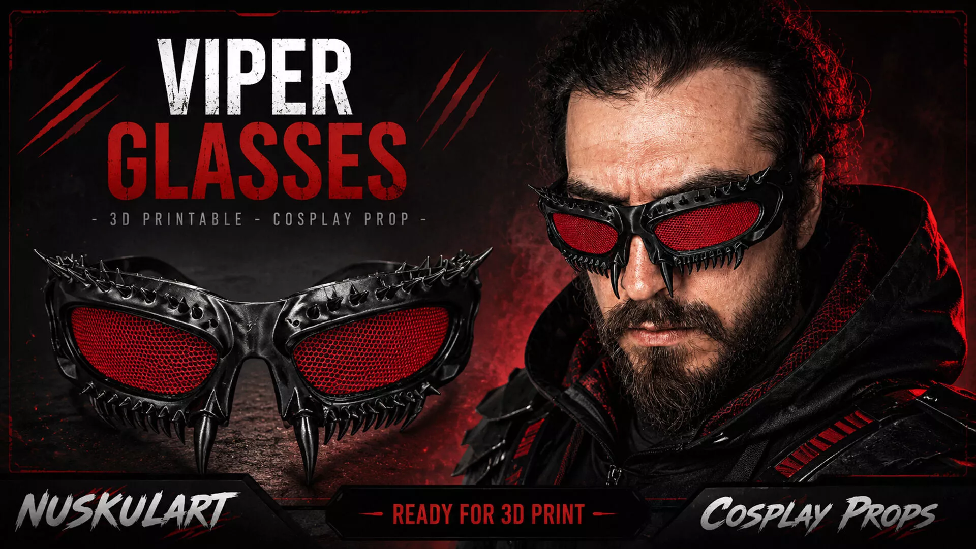 Viper Glasses - Alien Style Cosplay Props 3D Printing 3D print model