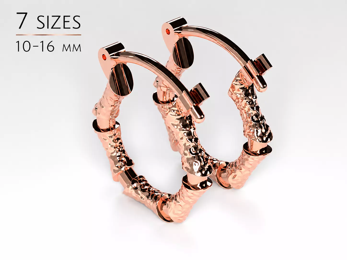 Bamboo Hoop Earrings 3D Mode 3D print model