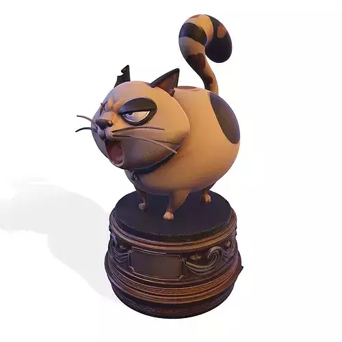 Realistic PBR  Angry Calico Cartoon Cat