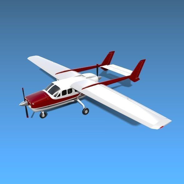 Cessna Skymaster propeller aircraft 3D model_4