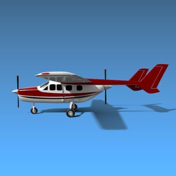 Cessna Skymaster propeller aircraft 3D model_6