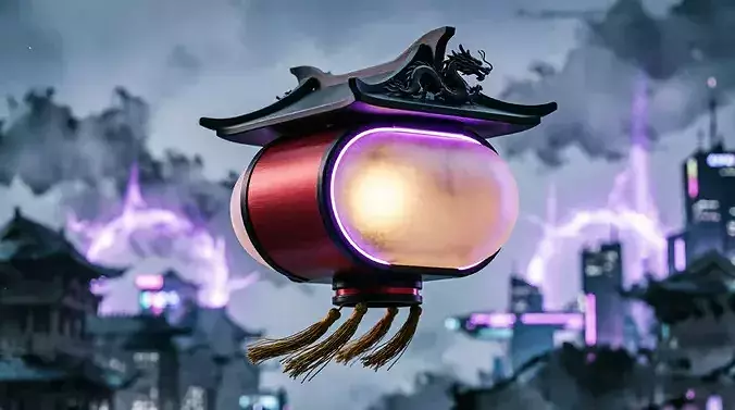 Cyberpunk Asian Lantern - Cyber