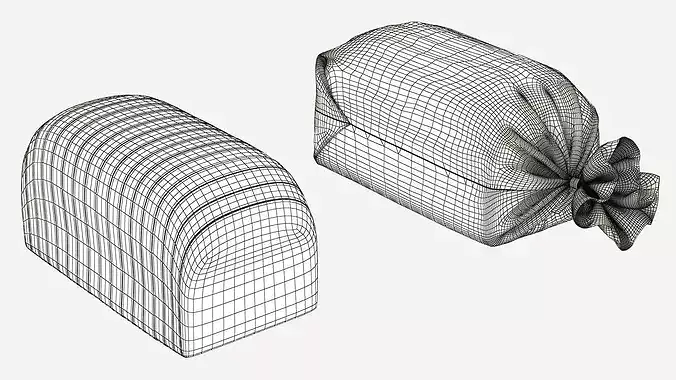 White Wheat Bread in Transparent Bag Mockup 3D model 7