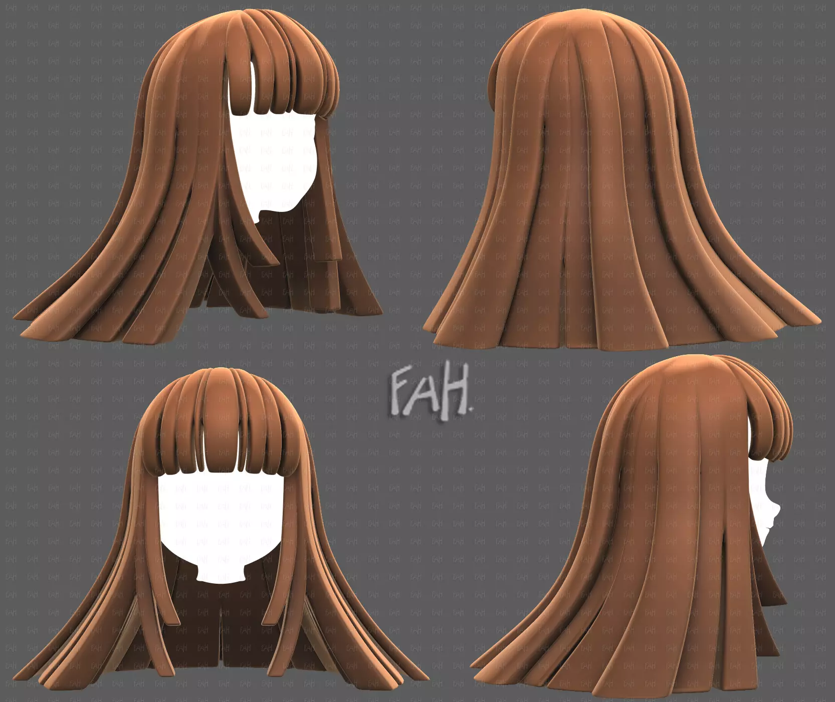 Base Hair for girl V67 Low-poly 3D model