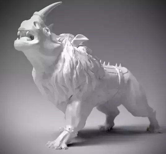 Lion with rhino head statue