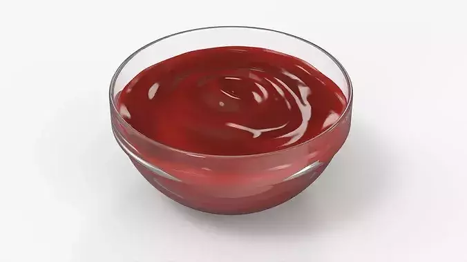 Ketchup Sauce Dipping Cup 3D model 2