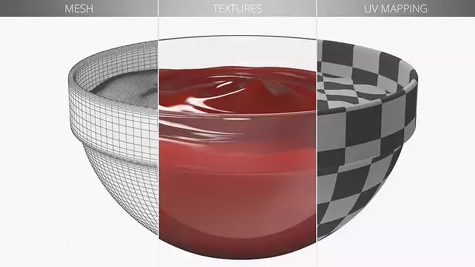 Ketchup Sauce Dipping Cup 3D model 7