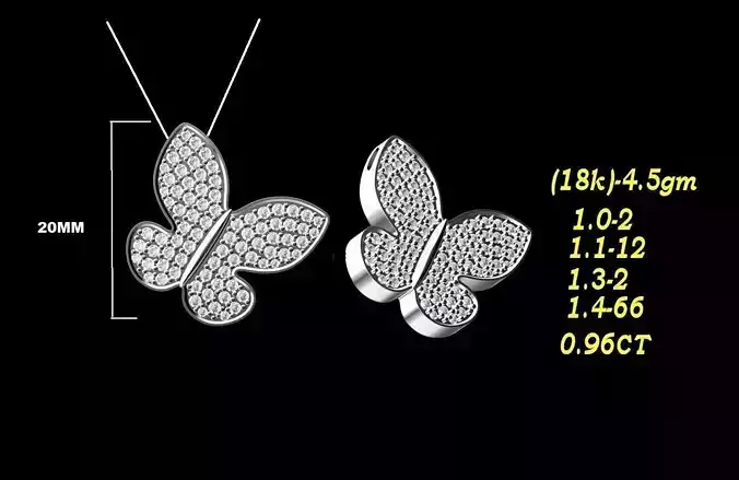 PROJ-3-4 two butterfly pendants and their measurements