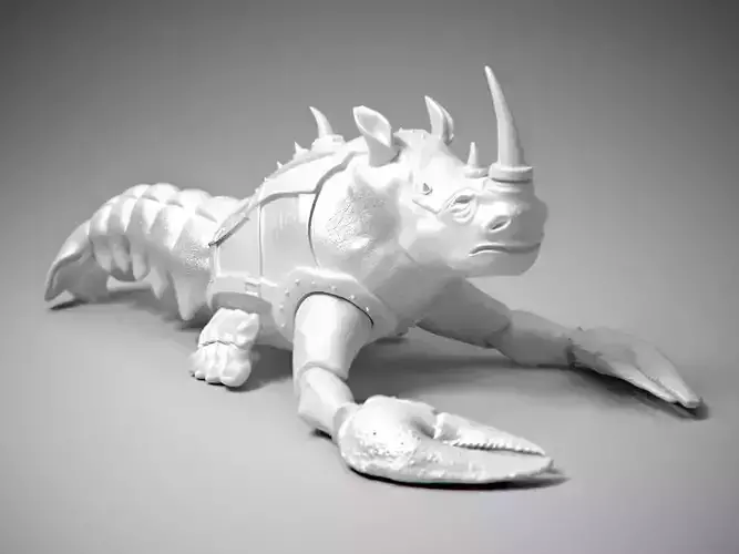 Crayfish with rhino head statue