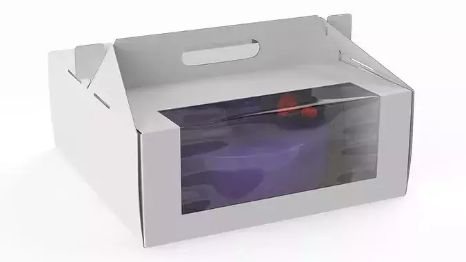 Cardboard Transport Box with Fruit Cake 3D model