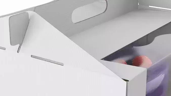 Cardboard Transport Box with Fruit Cake 3D model 6