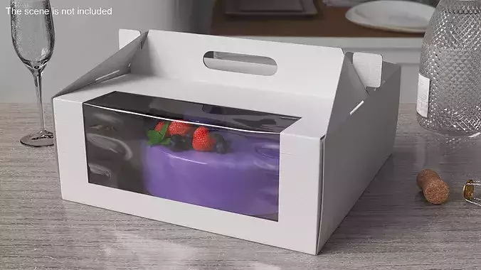 Cardboard Transport Box with Fruit Cake 3D model 2