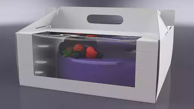 Cardboard Transport Box with Fruit Cake 3D model 3