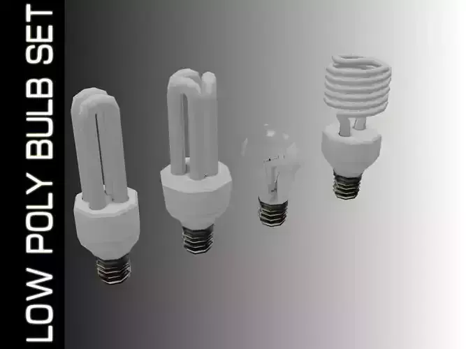 Lowpoly Light Bulb Set 3D model