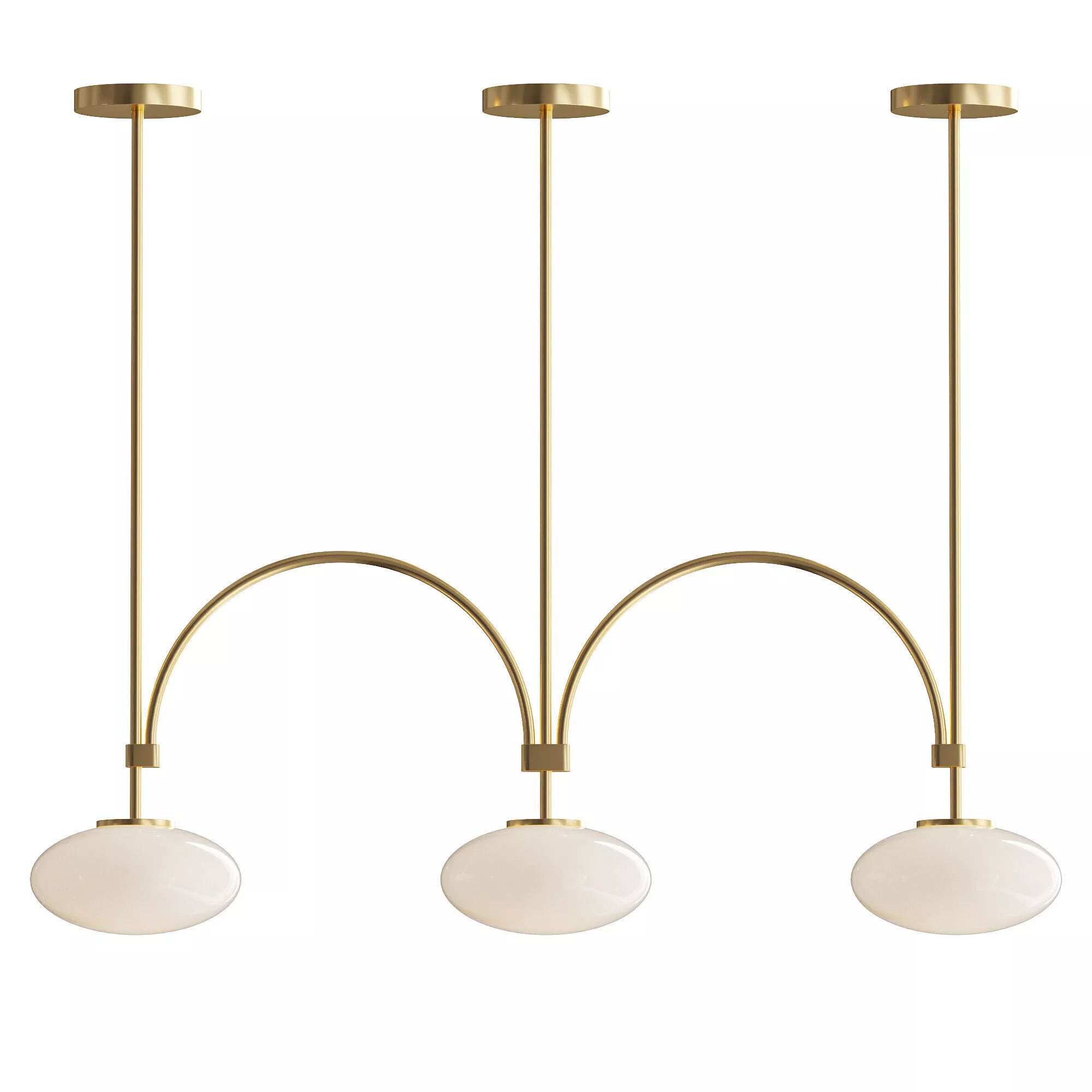 Milo Linear Brass Glass Pendant Lamp 3D model