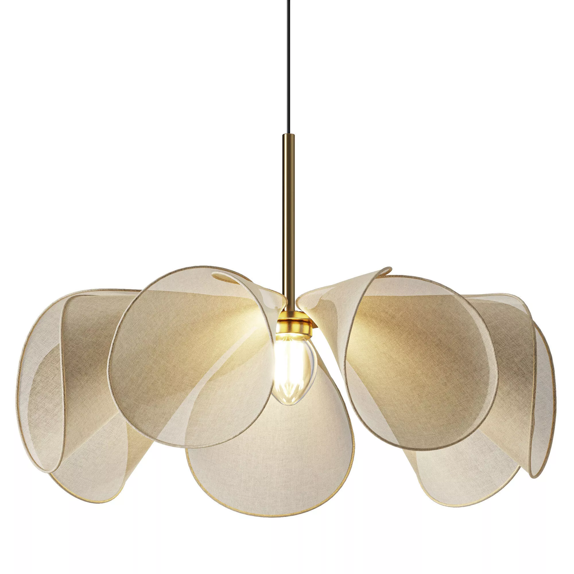 Fleur Flower Nordic Fabric Pendant Light 3D model