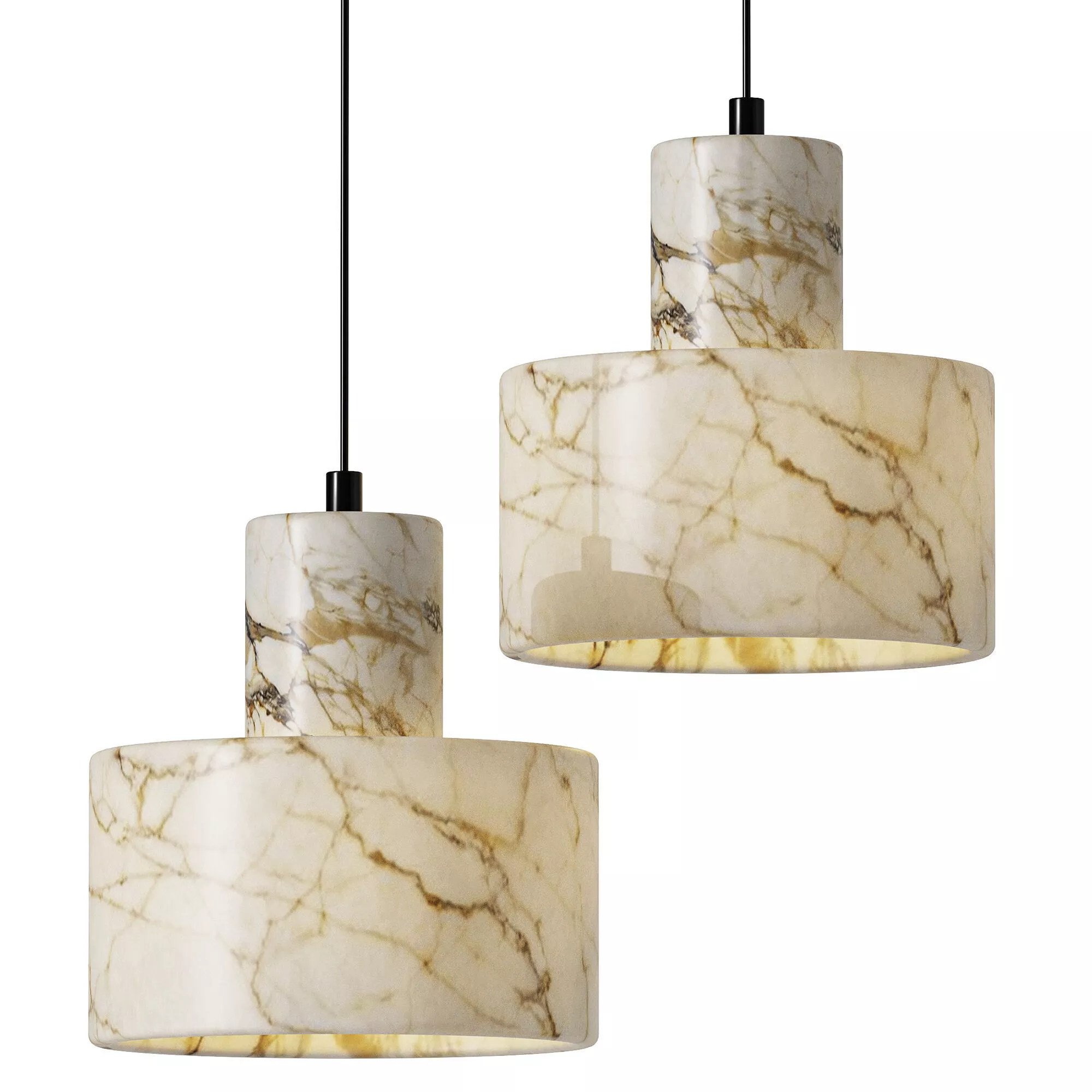 Nordic Cylindrical Alabaster Pendant Light 3D model