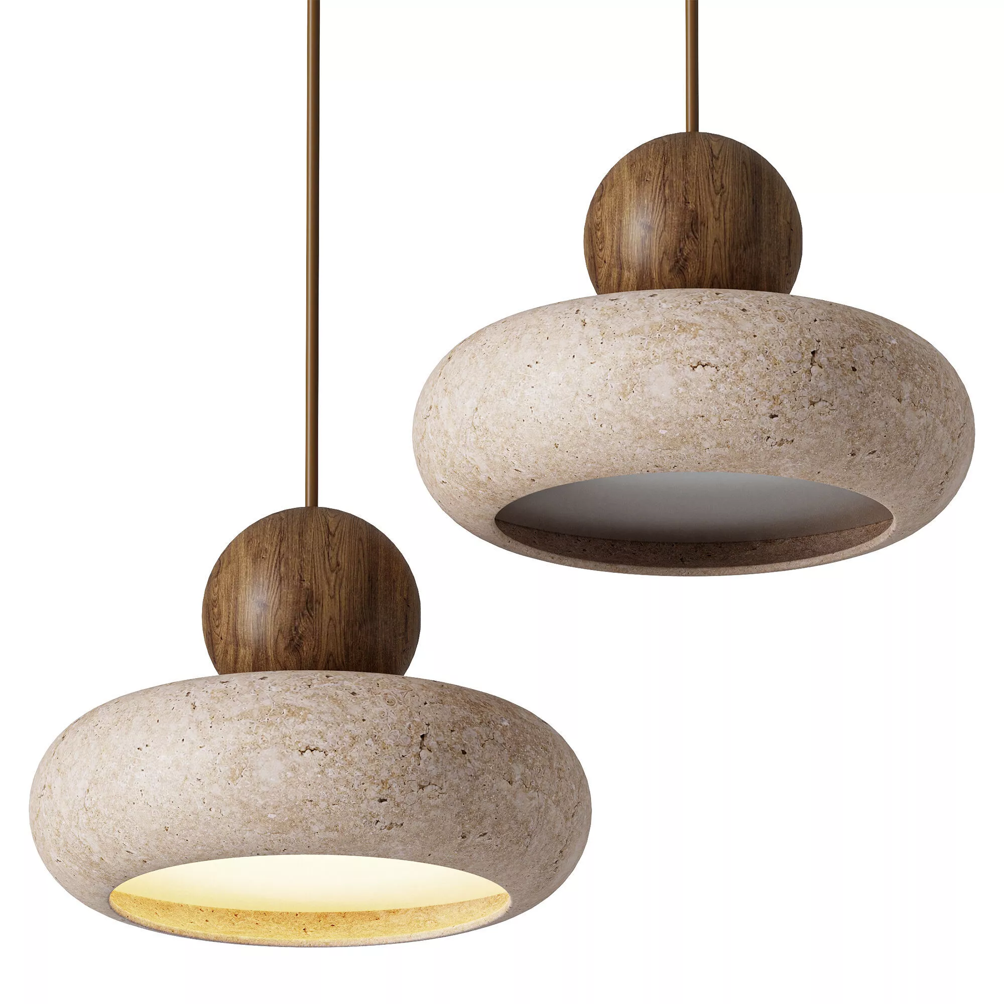 Retro Wabi Sabi Natural Stone Travertine Pendant Light 3D model