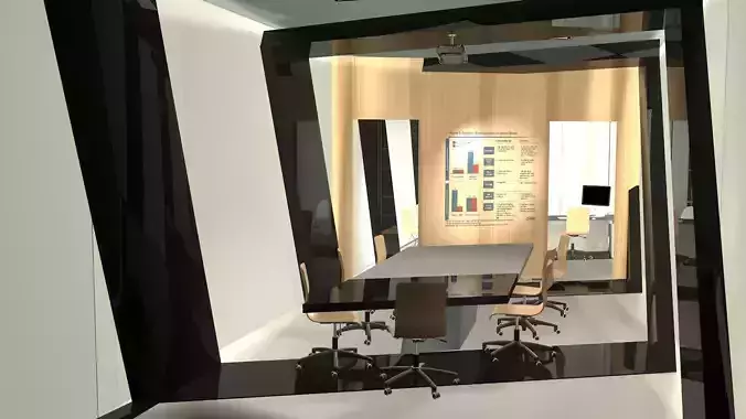 Zig-Zag bank interior  Low-poly 3D model