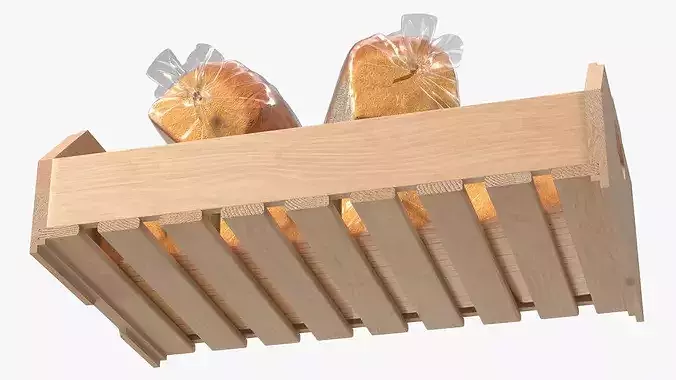 Packaged Sliced Bread in Wooden Crate 3D model 6