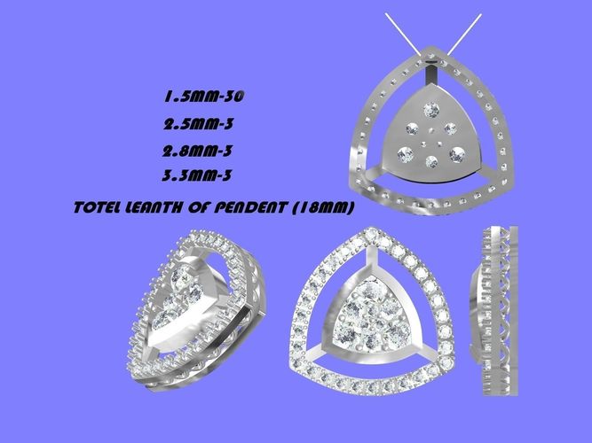 P D 1 pendant with diamonds in shape of heart 3D print model