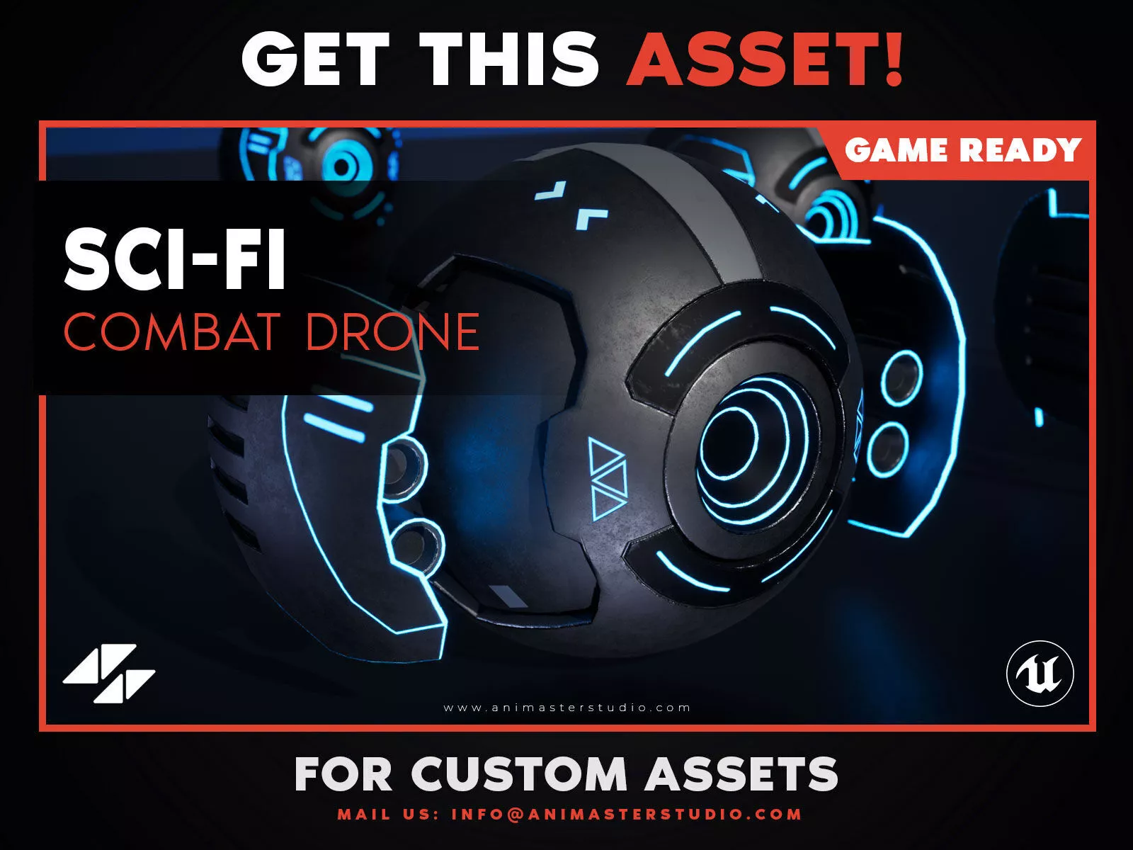 Sci-Fi Military Combat Drone - PBR Game Ready Low-poly 3D model